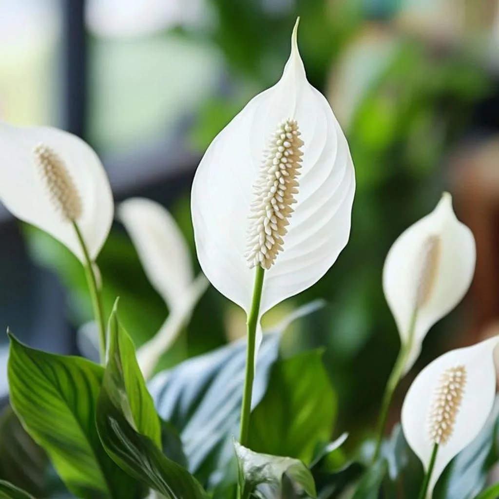 Spathiphyllum + Cache Pot Blanc